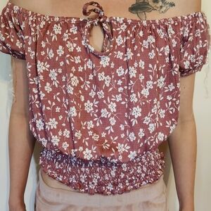 Rue21 Red Puff Sleeve Blouse with Tie Front